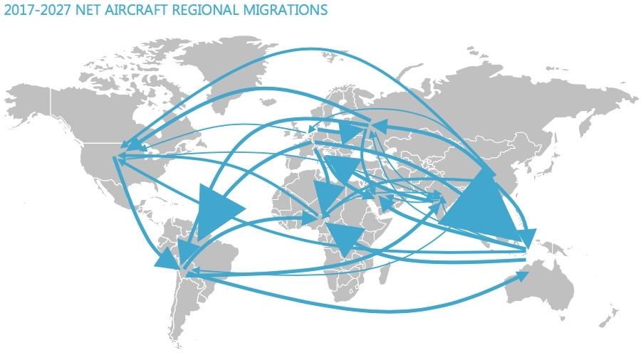 Veranderingen luchtvloot per regio